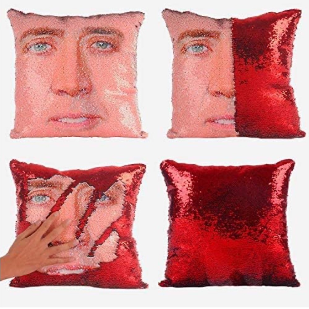 Reversible Sequin Pillow Cover - Red and Pink